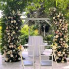 Stelaż ŁUK 2 w 1 złoty, metalowy wys. 2,3 m Stelaż ŁUK 2 w 1 złoty, metalowy wys. 2,3 m