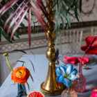 Stojak, świecznik barokowy, złoty, metalowy wys. 75 cm Stojak, świecznik barokowy, złoty, metalowy wys. 75 cm