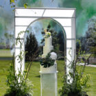 Konstrukcja ŁUK złoty, metalowy z białym plexi wys. 2,77 m Konstrukcja ŁUK złoty, metalowy z białym plexi wys. 2,77 m